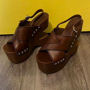 Brown Jeffrey Campbell cut out platforms